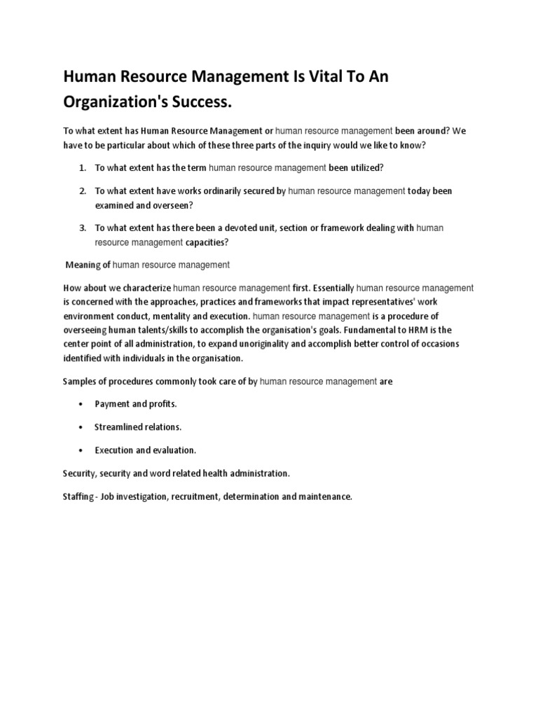 why are human resources important short answer how can human resource management contribute to a companys success pdf